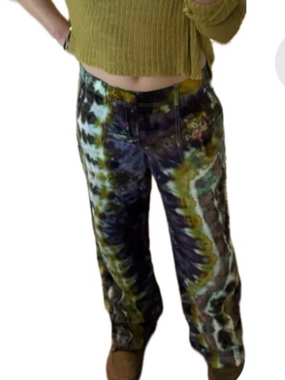 Banana Republic Tie-Dye Straight Leg Pants in Green & Purple - Picture 3 of 5